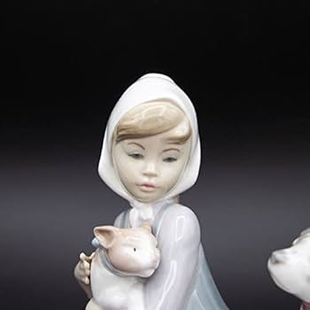LADRO LLADRO Girl Cat Dog Little Friskies Spanish Ceramic